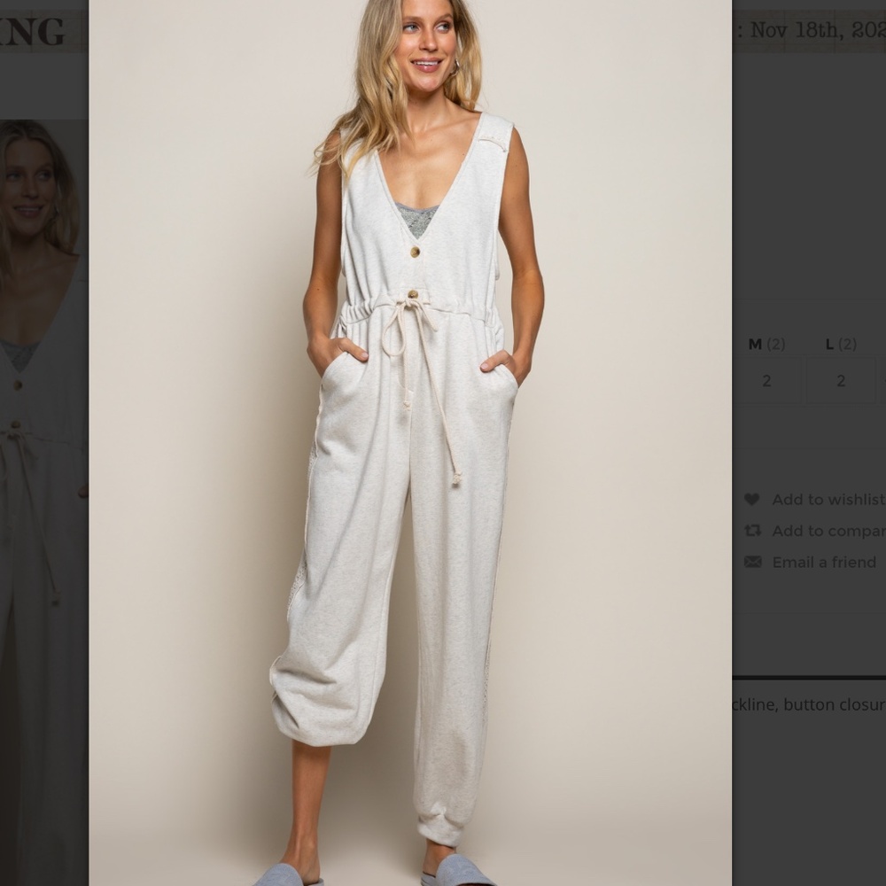 POL Cream Sleeveless Jumpsuit